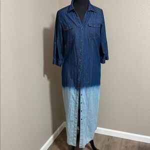 Blue Ombre Denim Shirt Dress